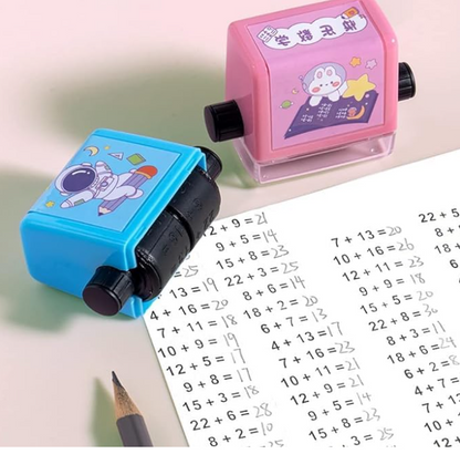 Ncry Math Roller Stamp for Addition Subtraction Multiplication Division, Roller Number Teaching Practice Math Stamp Roller Digital Teaching Stamp, Math Practice Number Rolling Stamp 1