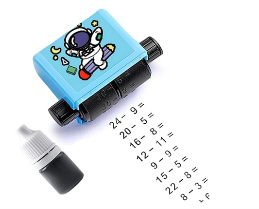 Ncry Math Roller Stamp for Addition Subtraction Multiplication Division, Roller Number Teaching Practice Math Stamp Roller Digital Teaching Stamp, Math Practice Number Rolling Stamp 1