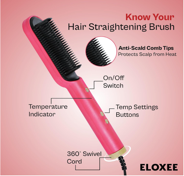 Hair Styler Comb – 5-in-1 Electric Hair Styling Tool for Drying, Straightening, Curling, Combing & Volumizing – PTC Ceramic Heater & Negative Ion Technology – Auto Shut-Off (Green)