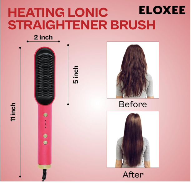 Hair Styler Comb – 5-in-1 Electric Hair Styling Tool for Drying, Straightening, Curling, Combing & Volumizing – PTC Ceramic Heater & Negative Ion Technology – Auto Shut-Off (Green)