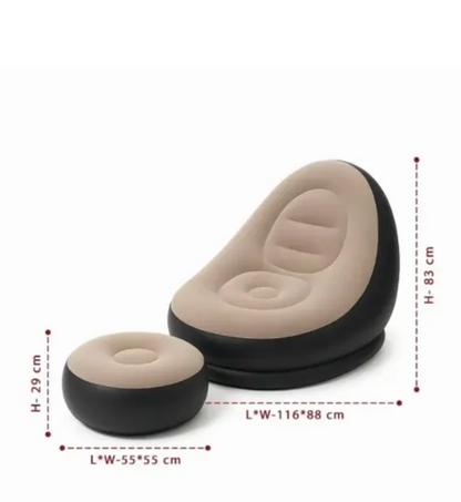 Inflatable Sofa with Household Air Pump - Air Inflatable Sofa Couch Chair with Footstool for Indoor & Outdoor in Livingroom, Bedroom, Reading room Office, Balcony, Garden, Courtyard