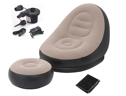 Inflatable Sofa with Household Air Pump - Air Inflatable Sofa Couch Chair with Footstool for Indoor & Outdoor in Livingroom, Bedroom, Reading room Office, Balcony, Garden, Courtyard