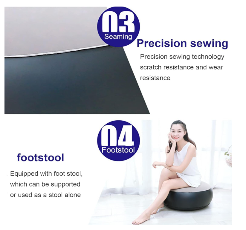 Inflatable Sofa with Household Air Pump - Air Inflatable Sofa Couch Chair with Footstool for Indoor & Outdoor in Livingroom, Bedroom, Reading room Office, Balcony, Garden, Courtyard