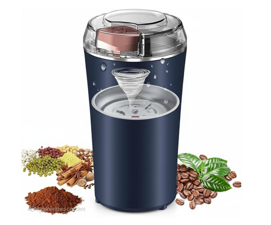 Portable Electric Coffee Grinder Spice & Coffee Bean Grinder Stainless Steel 4 Blade Mixer Grinder for Masala & Herb Push Button Control Durable Grinding Machine for Dry Item (Medium)