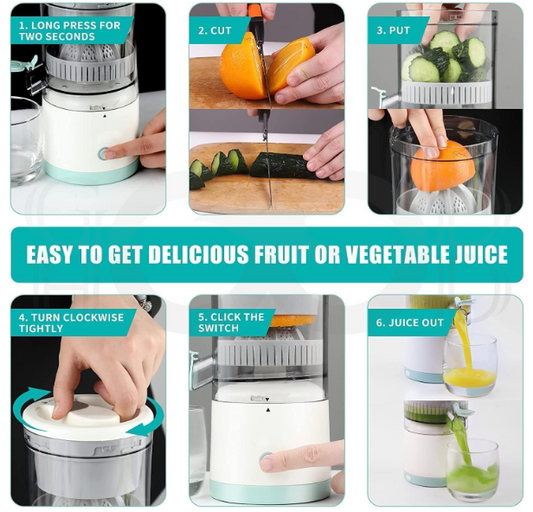 Rechargeable Automatic Citrus Press Juicer with USB Charging, 200ml Capacity, 80 Watts Orange Juicer Mosambi squeezer Wireless Portable Electric Fruits Juicer Blender Kitchen Purpose 1PC