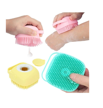 Silicone Bath Brush With Shampoo Dispenser. (Random colour) 1 Piece.
