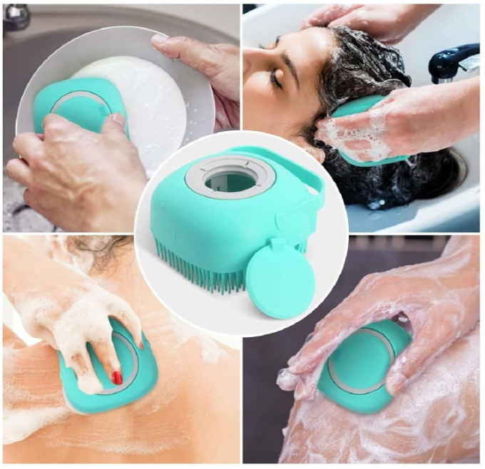 VILFLY 2 in 1 Bath Combo of Silicone Body Back Scrubber & Bathing Brush (multicoore)