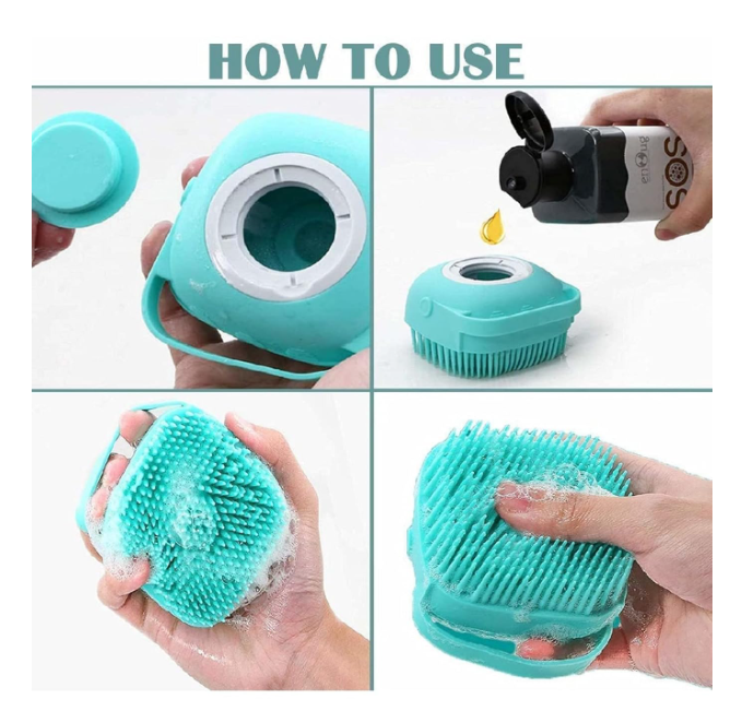 Silicone Bath Brush With Shampoo Dispenser. (Random colour) 1 Piece.
