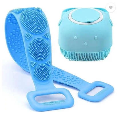 VILFLY 2 in 1 Bath Combo of Silicone Body Back Scrubber & Bathing Brush (multicoore)