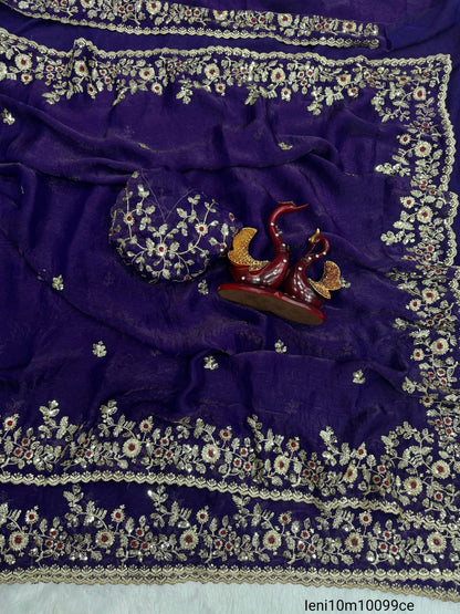 Sequence embroidery work Saree