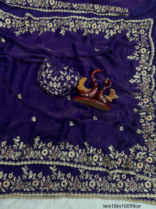 Sequence embroidery work Saree