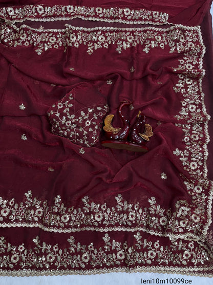 Sequence embroidery work Saree