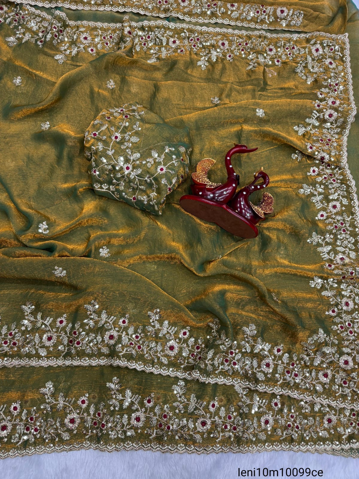 Sequence embroidery work Saree