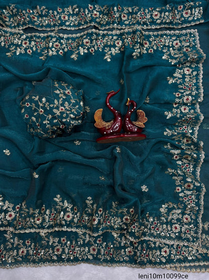 Sequence embroidery work Saree