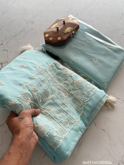 Soft Kota Doriya Fabric With Multy Thread Work Saree