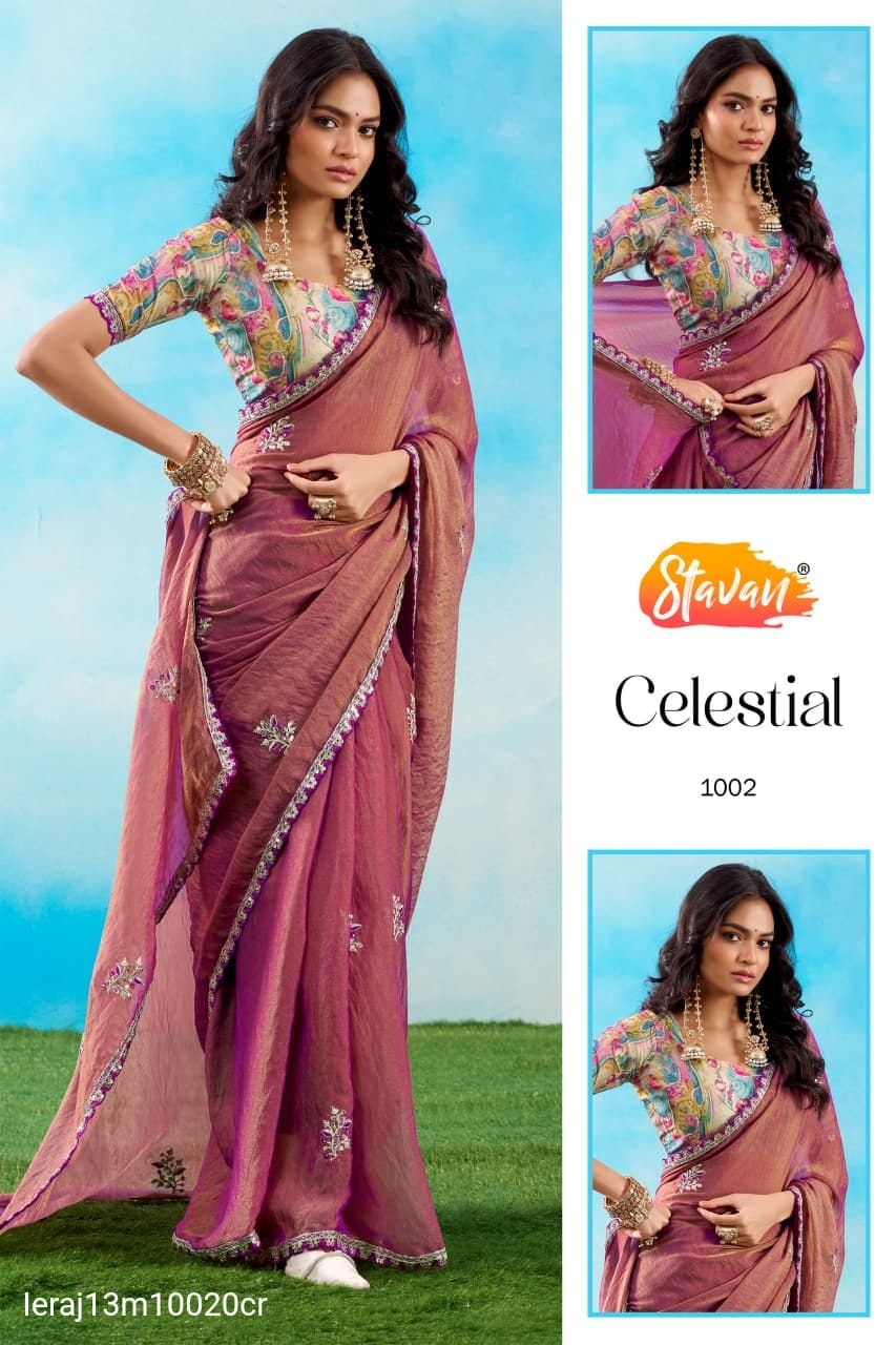 FANCY FABRIC WITH EMBROIDERY WORK SAREE