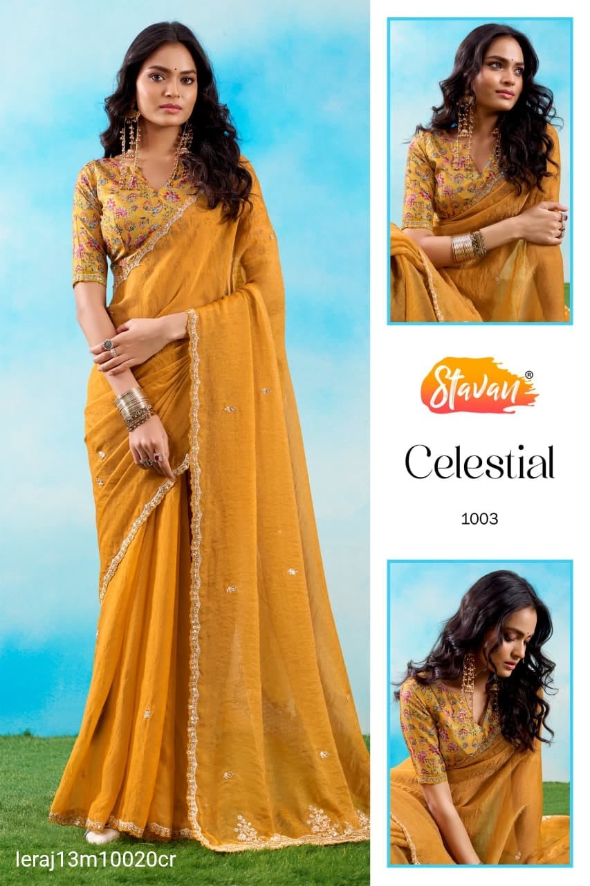 FANCY FABRIC WITH EMBROIDERY WORK SAREE