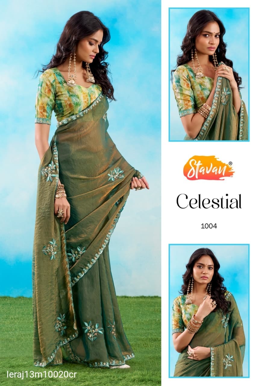 FANCY FABRIC WITH EMBROIDERY WORK SAREE
