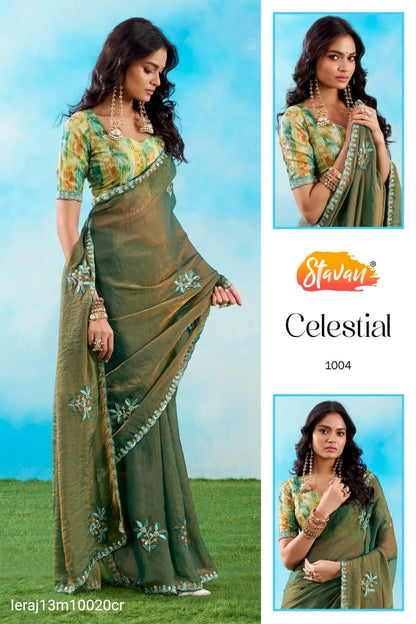FANCY FABRIC WITH EMBROIDERY WORK SAREE