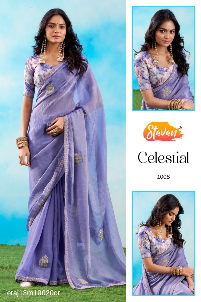 FANCY FABRIC WITH EMBROIDERY WORK SAREE