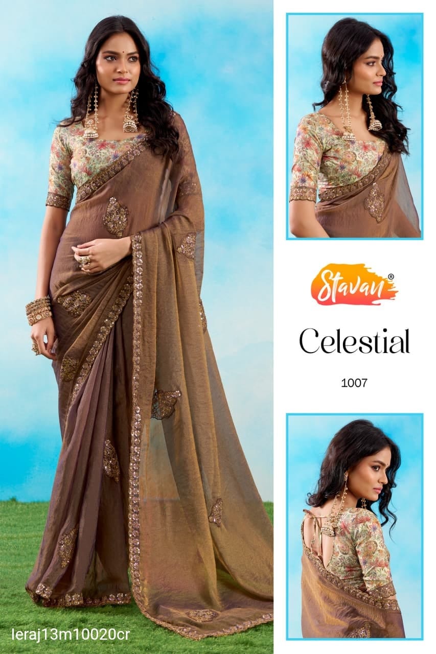 FANCY FABRIC WITH EMBROIDERY WORK SAREE