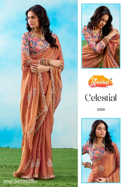 FANCY FABRIC WITH EMBROIDERY WORK SAREE