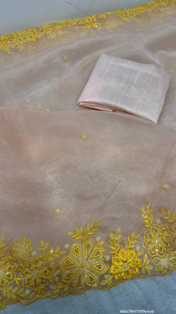 Heavy Thread Zari With Sequnce Border Exclusive Pattern Work Saree