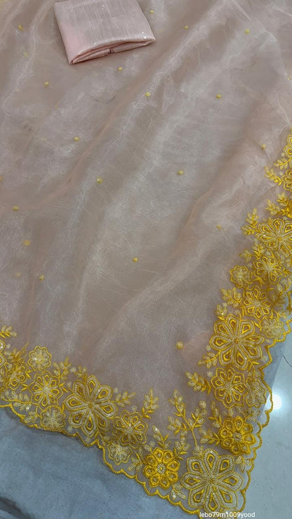 Heavy Thread Zari With Sequnce Border Exclusive Pattern Work Saree