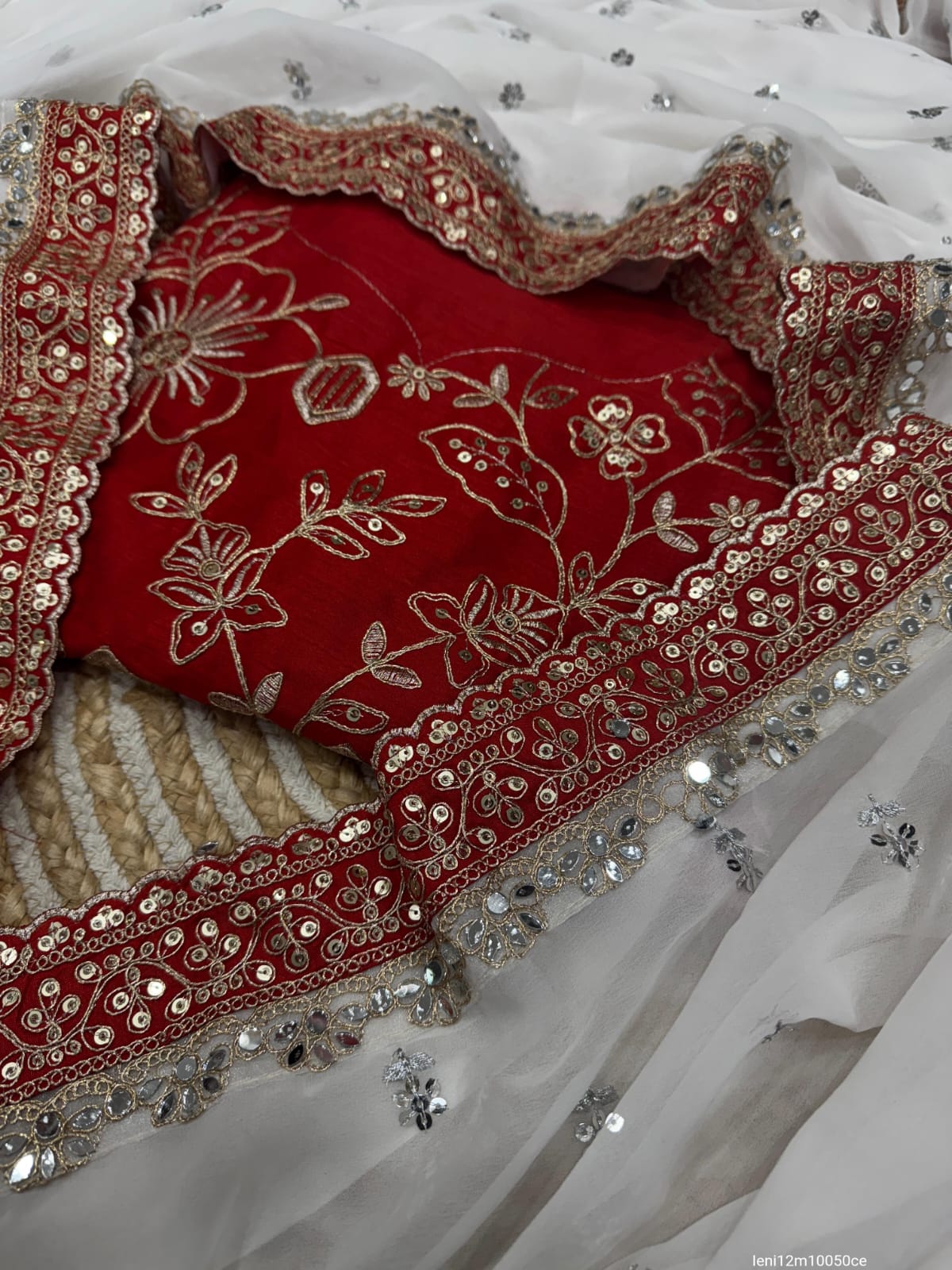 Sequins and dori embroidery with real mirrro work Saree