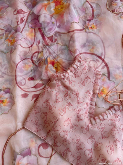 SOFT ORGANZA DIGITAL PRINT SAREE