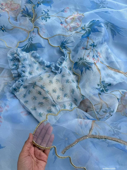 SOFT ORGANZA DIGITAL PRINT SAREE