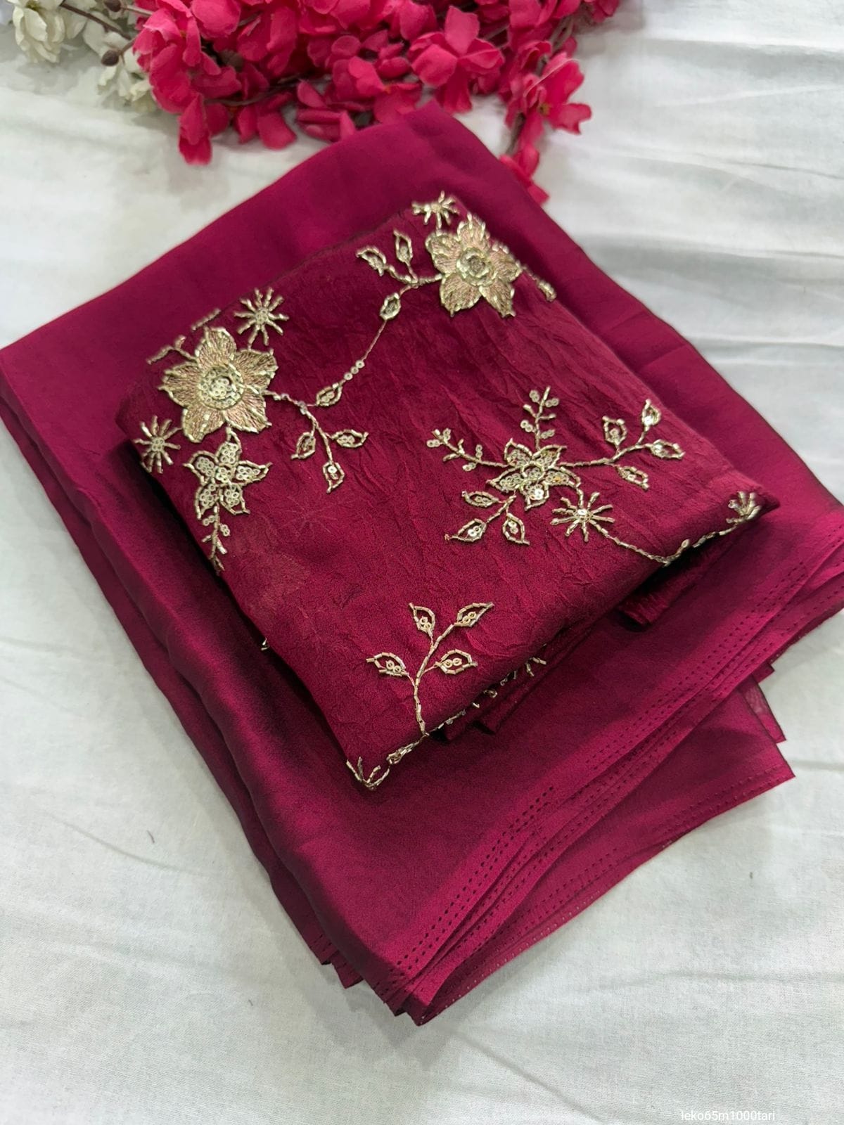 Crush Rangoli Saree Beeds Full Worked Blouse
