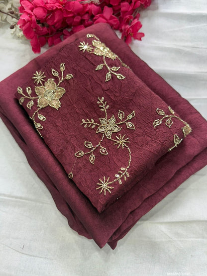 Crush Rangoli Saree Beeds Full Worked Blouse