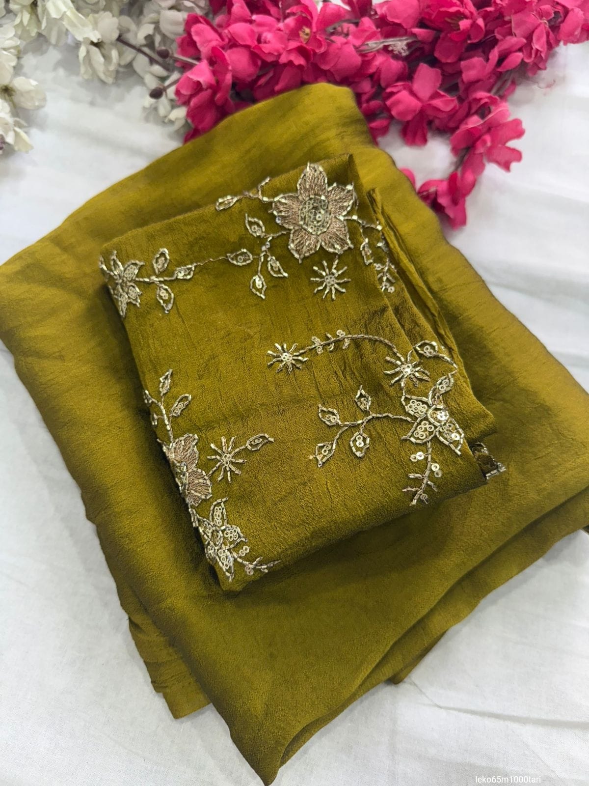 Crush Rangoli Saree Beeds Full Worked Blouse