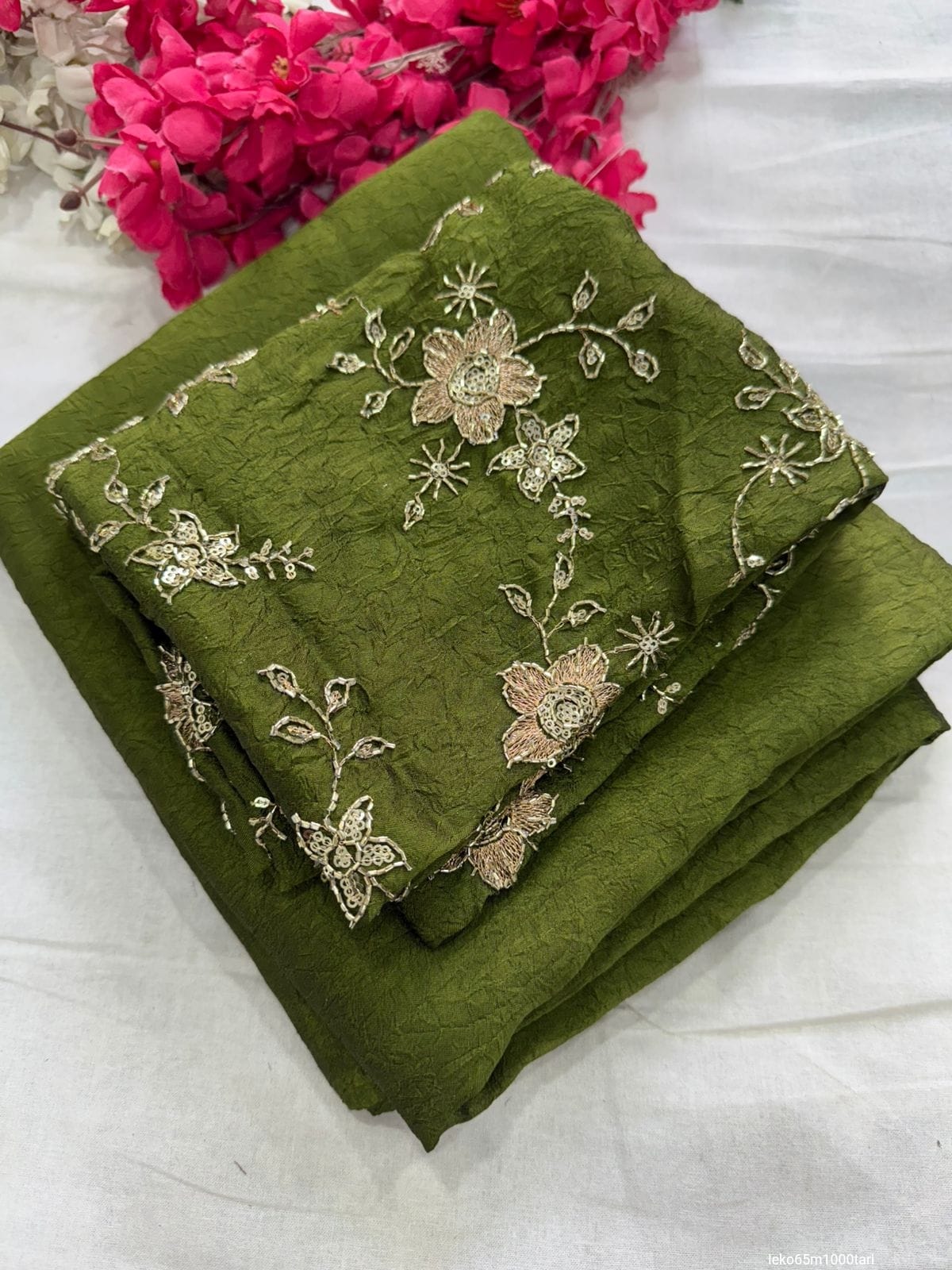 Crush Rangoli Saree Beeds Full Worked Blouse