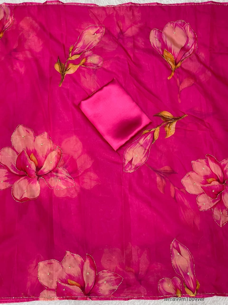 Floral print with cutdana work Saree