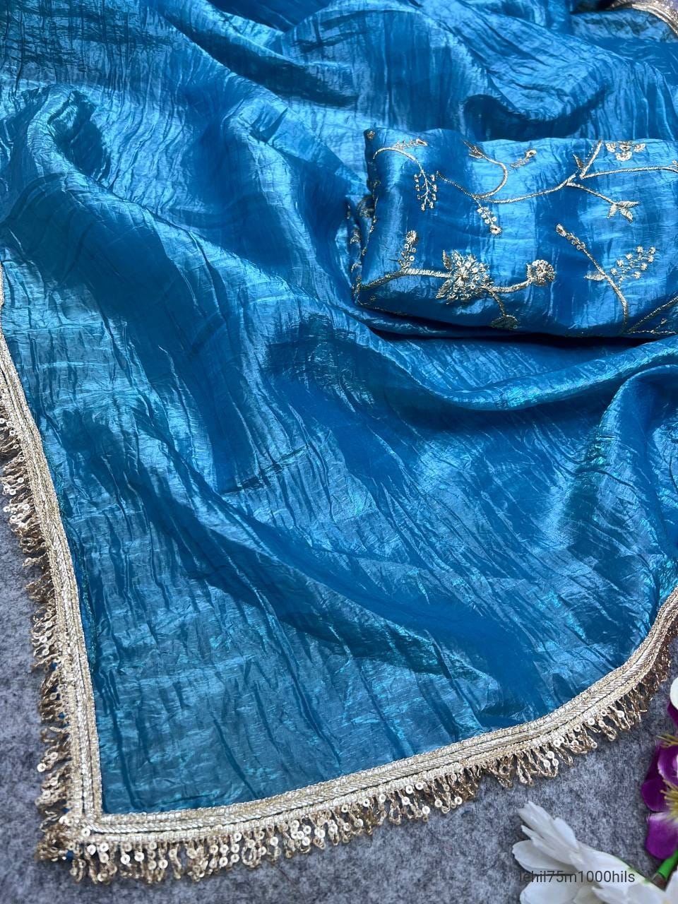 Gold Crush Tissue Silk Saree