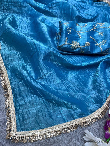 Gold Crush Tissue Silk Saree