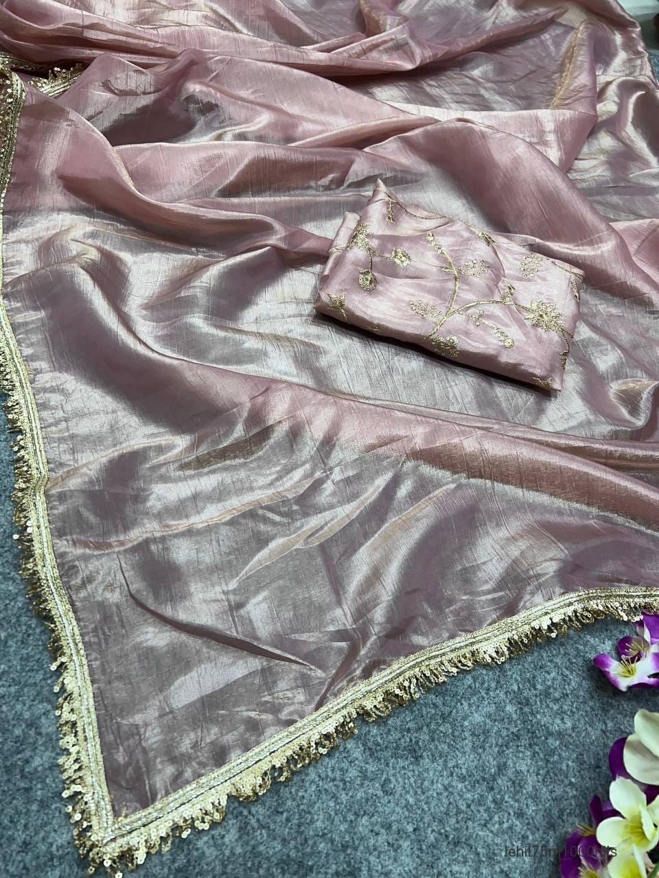 Gold Crush Tissue Silk Saree