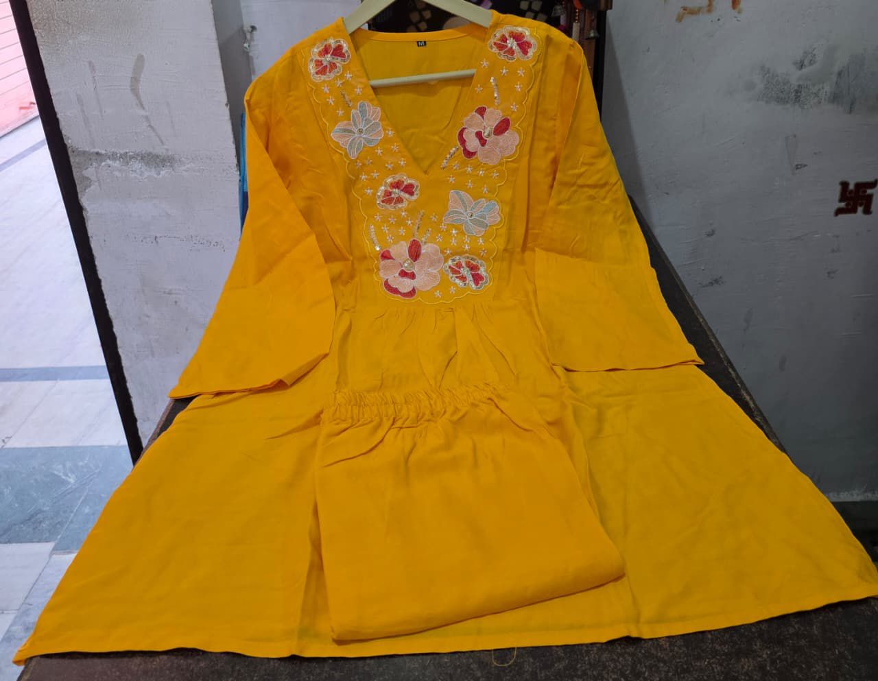 Nuvelle Womens Pure Cotton Embroidered Kurta Palazzo Set | Designer Festival Collection | Fully Stitched Ethnic Set