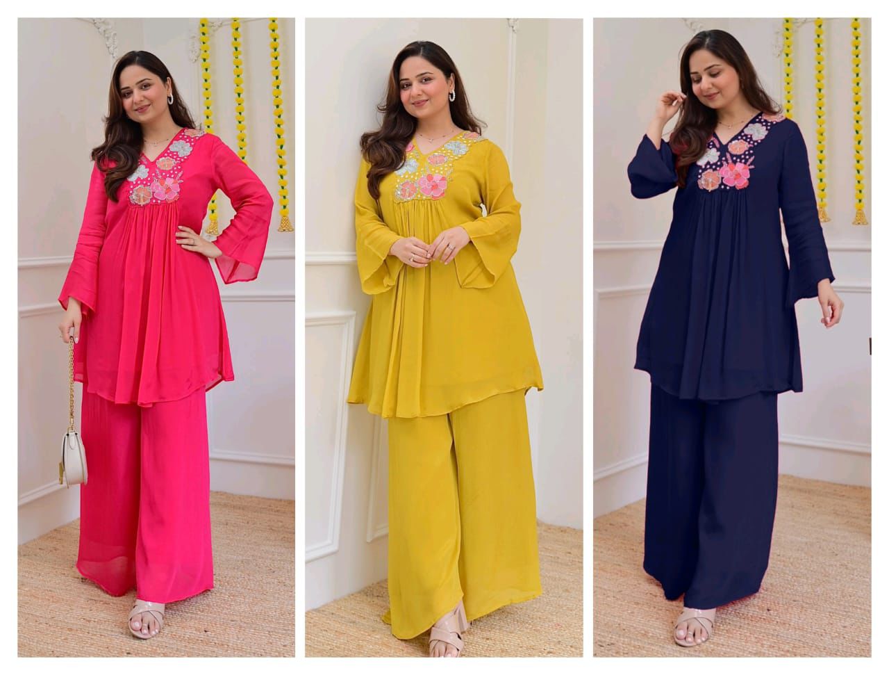 Nuvelle Womens Pure Cotton Embroidered Kurta Palazzo Set | Designer Festival Collection | Fully Stitched Ethnic Set