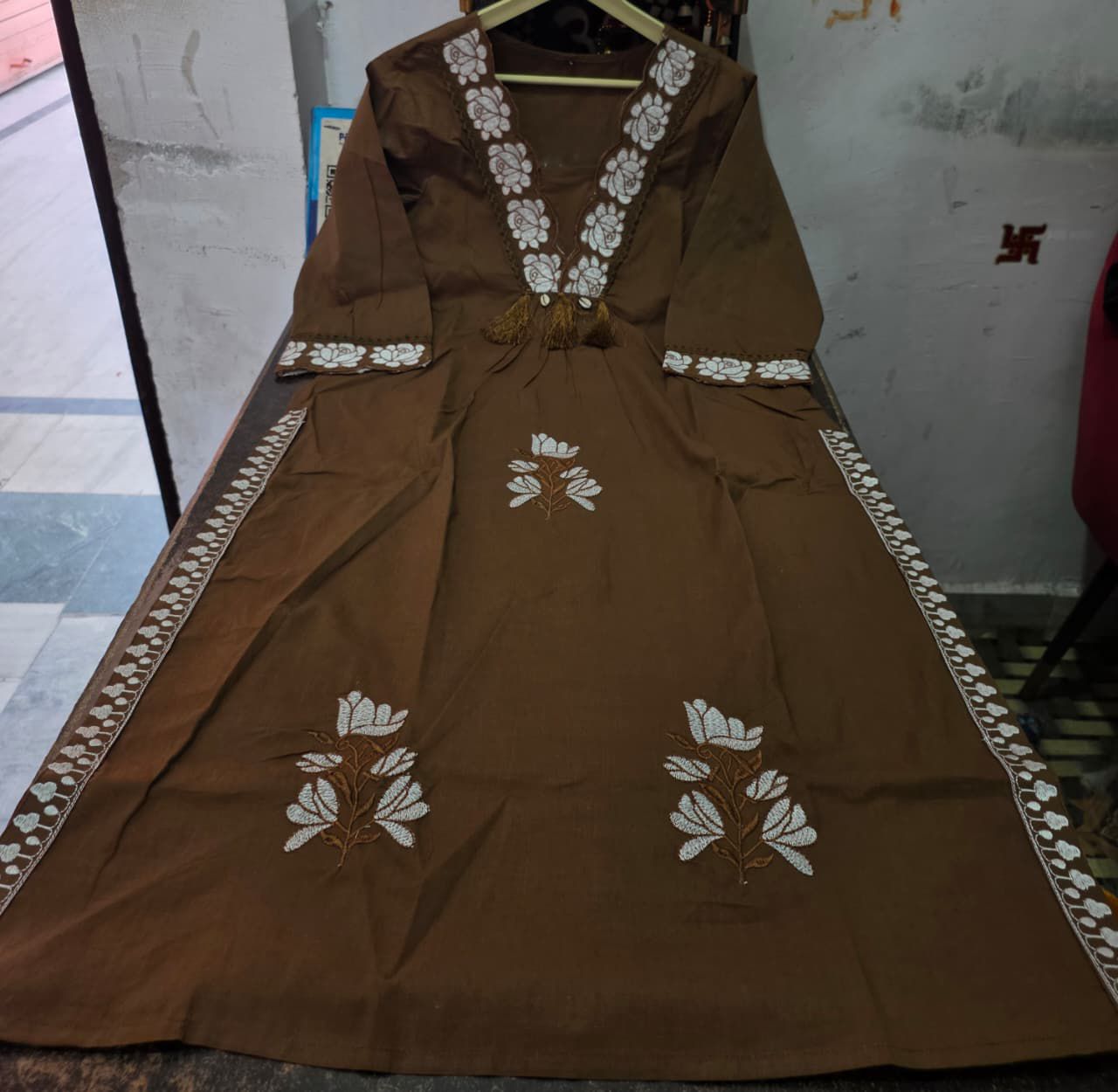 Embroidery Solid Kurti pant & Printed Dupatta