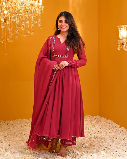 RAYON ANARKALI KURTI PANT AND DUPATTA