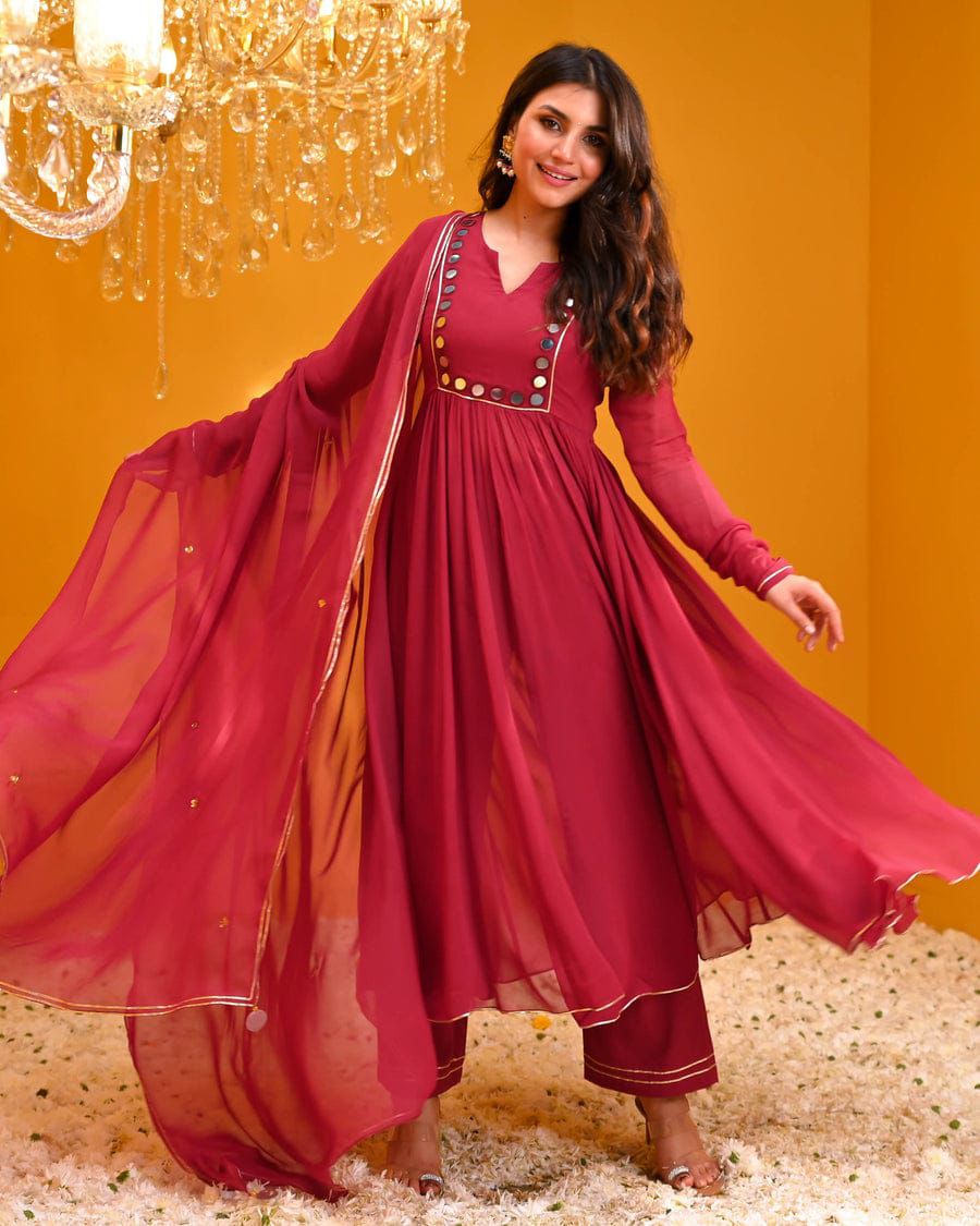 RAYON ANARKALI KURTI PANT AND DUPATTA