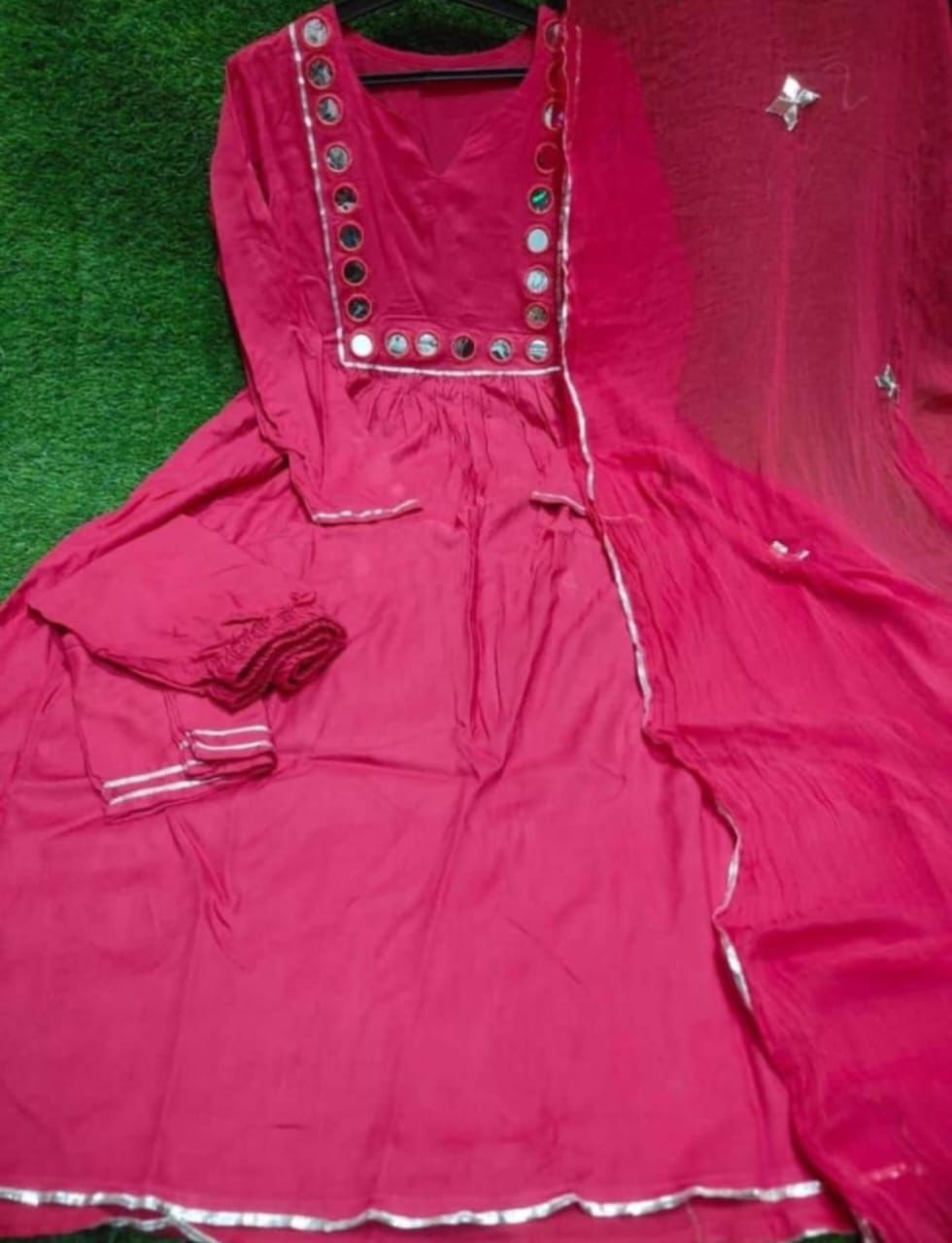 RAYON ANARKALI KURTI PANT AND DUPATTA