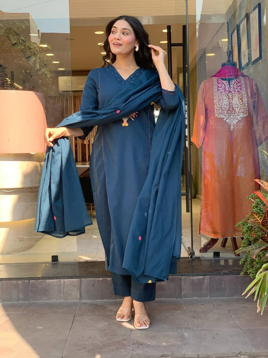 COTTON  KURTI PANT AND DUPATTA