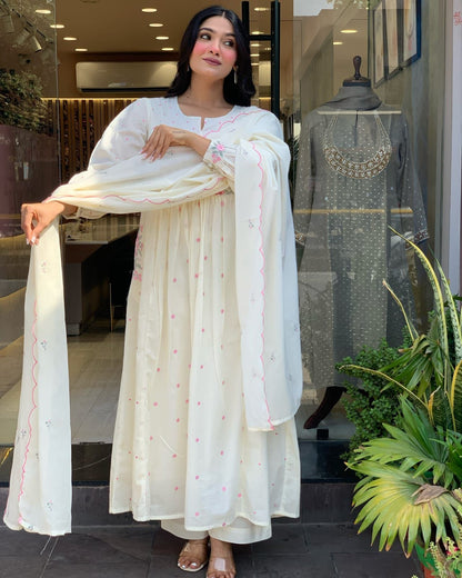 COTTON KURTI PANT AND DUPATTA, EMBROIDERY WORK