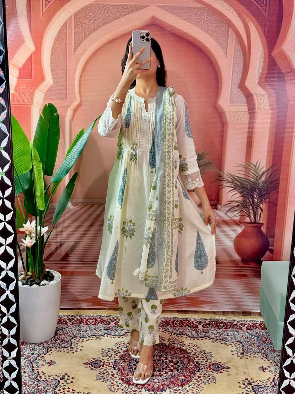 Cotton kurti +pant + duptta