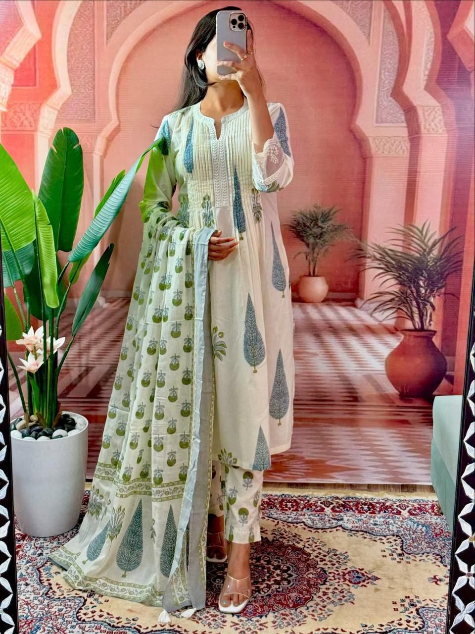 Cotton kurti +pant + duptta