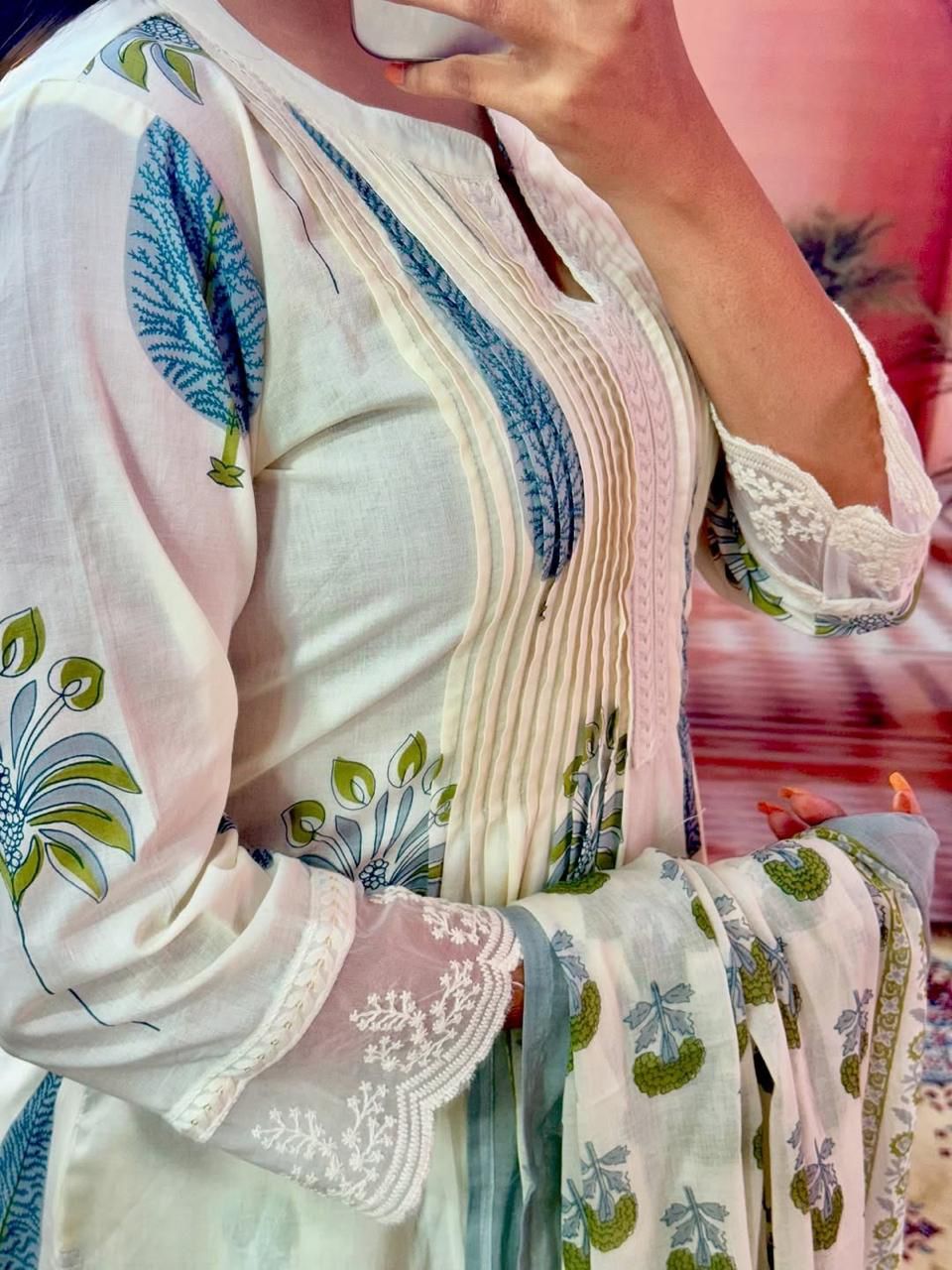 Cotton kurti +pant + duptta